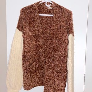 Hem and Thread, long block-colored open cardigan, size M